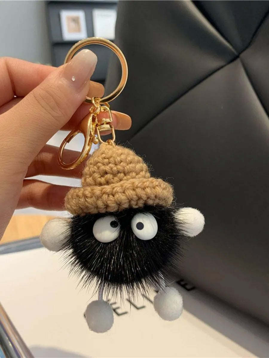 Bag charm, black plush hat, mini camera, ball 8, braided cord, keychain, Labu model
