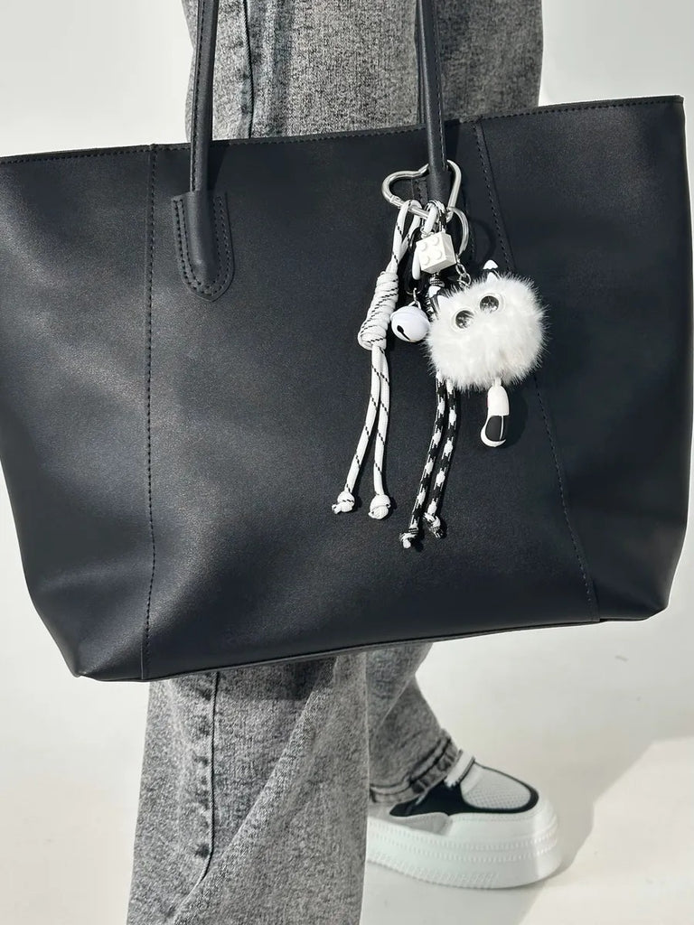 Portachiavi peluche gatto, gioiello da borsa carino, ciondolo fantasia bianco, moschettone a cuore, accessorio borsa originale, modello Pouf