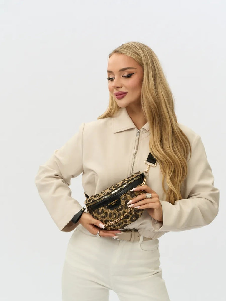 Women's leopard fanny pack, printed belt bag, trendy shoulder bag, compact handbag, chic pouch, Avoye