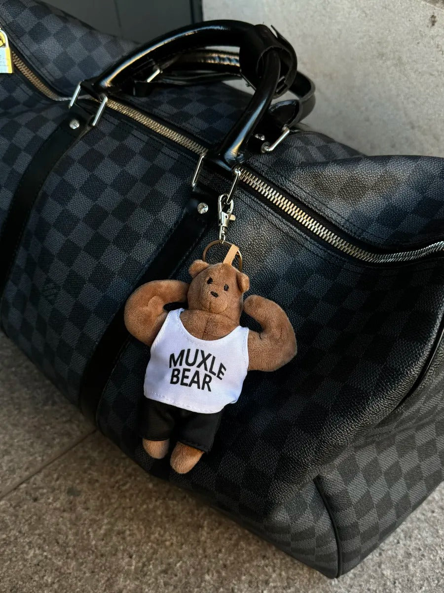 Bijou da borsa orsetto muscoloso, portachiavi peluche, accessorio per borsa sportiva, ciondolo divertente, idea regalo originale, modello Bruno