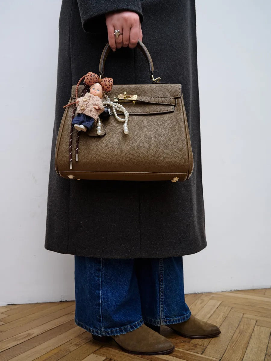 Bijou de sac poupée, porte-clés perles, accessoire fantaisie, ruban léopard, mini peluche, modèle Enastie
