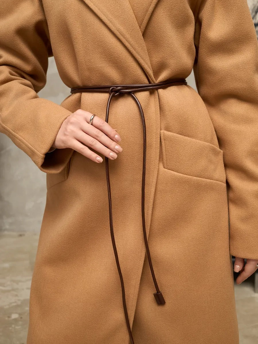 Thin tie belt, vegan faux leather cord, long women's belt, dress waist accessory, minimalist thin belt, retro autumn, Tina model
