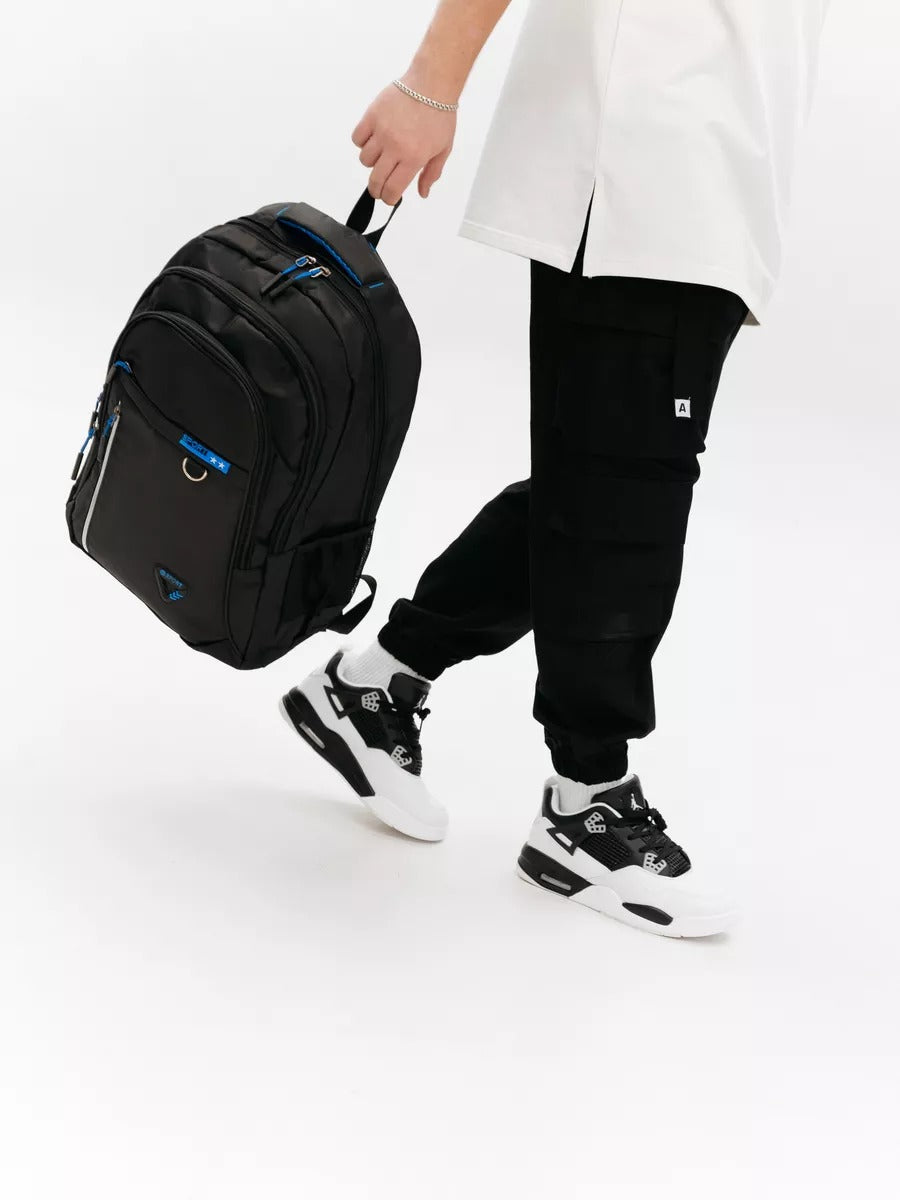 Men's sports backpack, large capacity, laptop compartment, padded back, daily use, Brent model