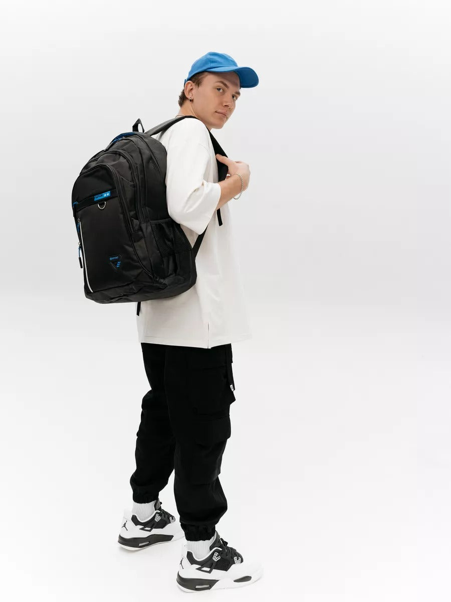 Men's sports backpack, large capacity, laptop compartment, padded back, daily use, Brent model
