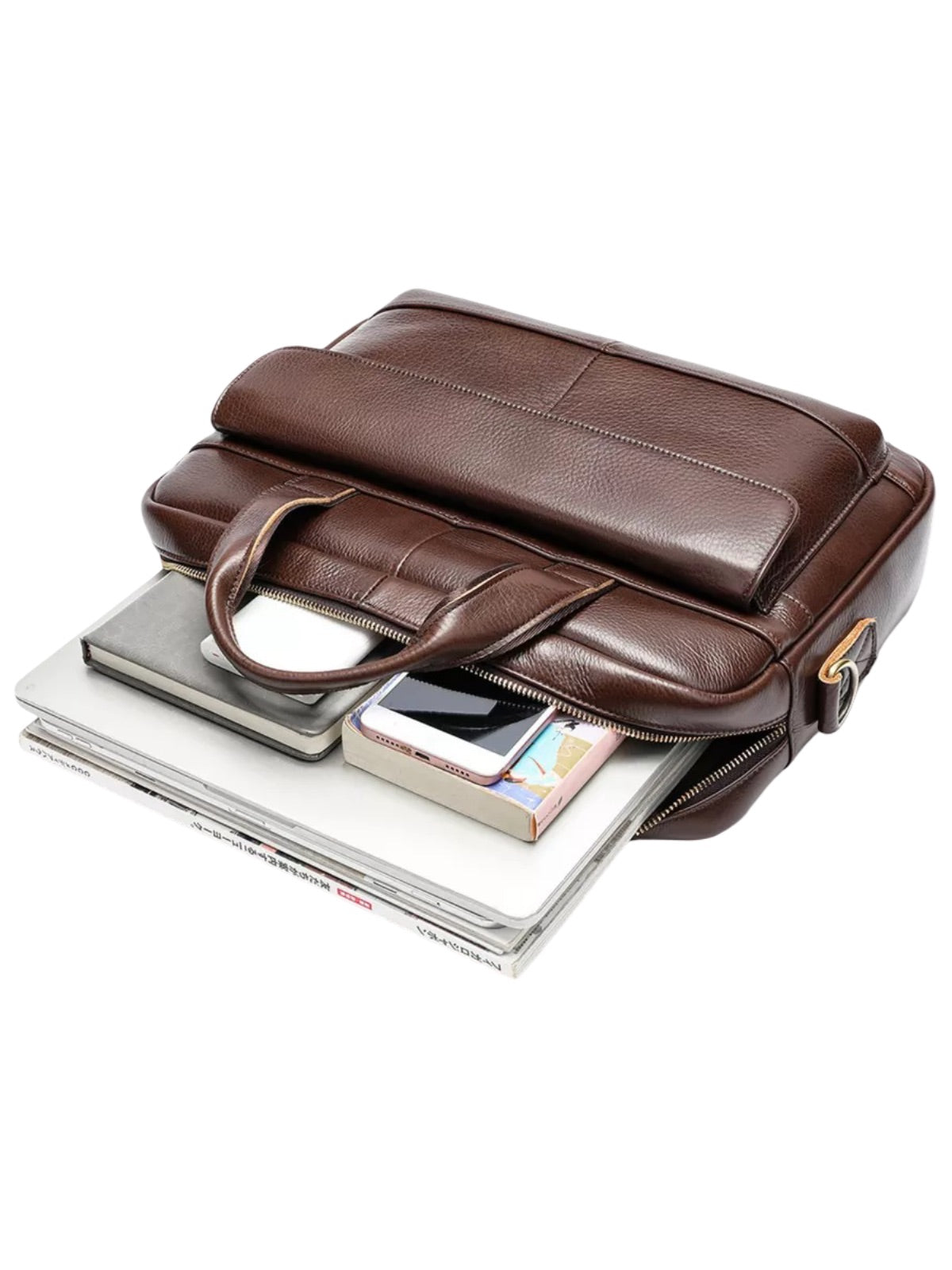 Men's leather briefcase, 14-inch laptop bag, shoulder bag, business bag, teacher's bag, school, Amard model
