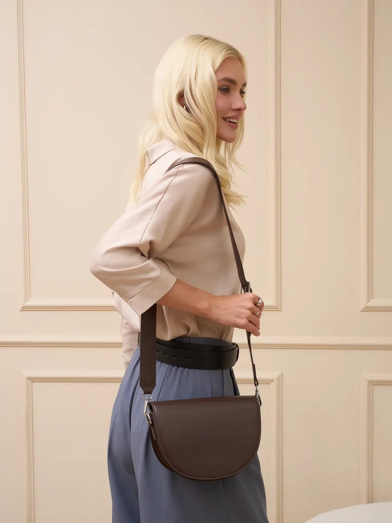 Borsa a tracolla da donna, borsa a mezzaluna, borsa in PU, borsa minimalista, piccola borsa a spalla, modello Coloma