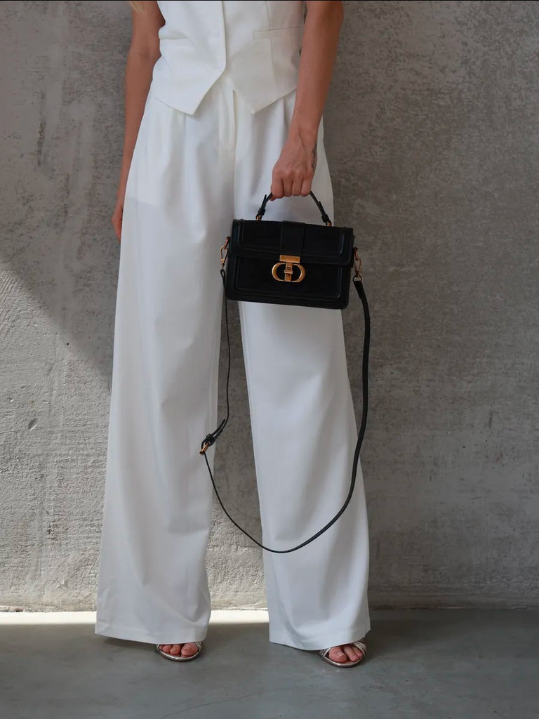 Borsa da donna effetto coccodrillo, borsa a tracolla elegante, borsa a spalla con chiusura dorata, stile moderno, modello Limona