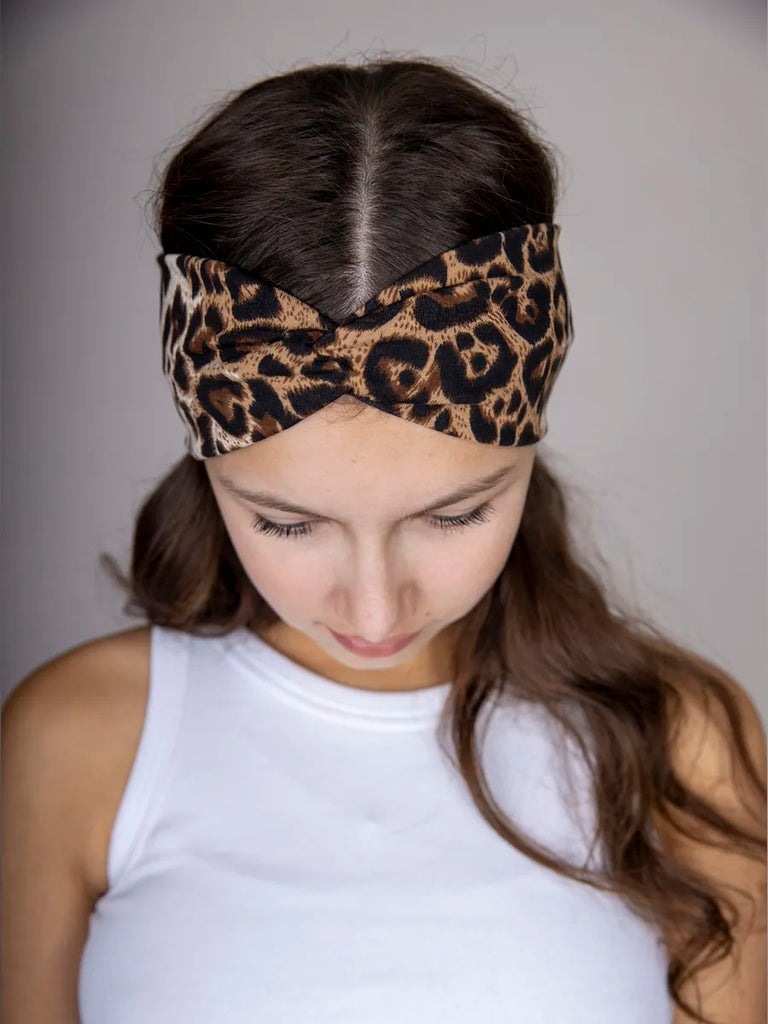 Fascia per capelli donna leopardata, accessorio capelli elastico, tenuta confortevole, stile di tendenza per il lifestyle, modello Élodie