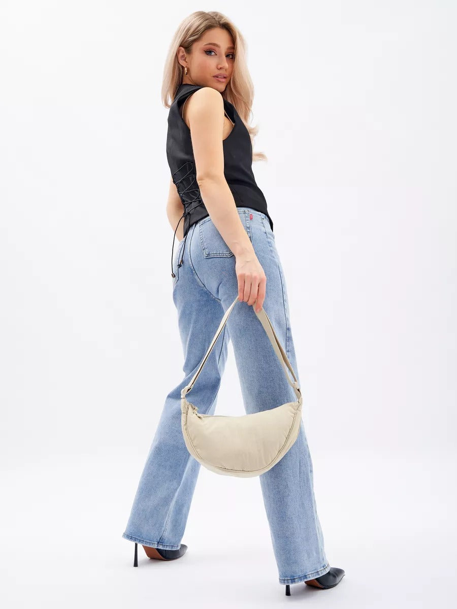 Sacoche nylon femme, sac demi-lune, sac bandoulière léger, sac de poitrine, sac streetwear y2k, modèle Josina