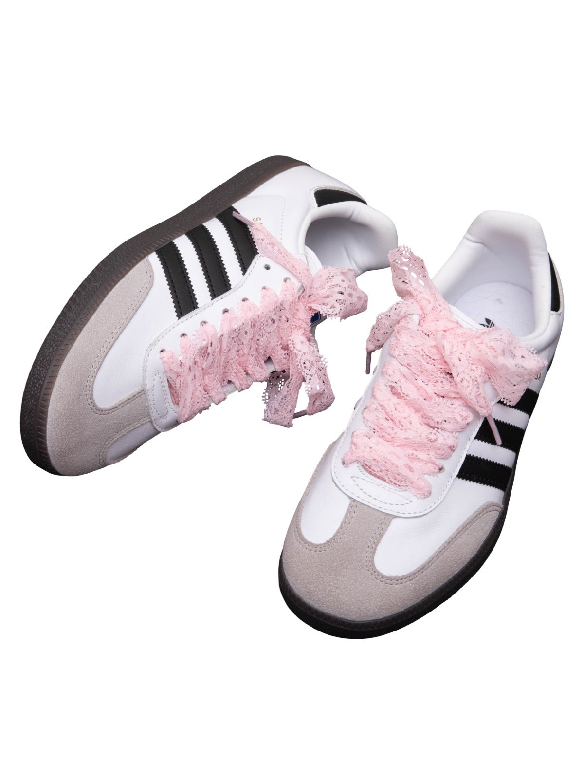 Lacets crochets en dentelle, lacets fantaisie pour baskets, lacets décoratifs pour sneakers, tendance y2k, modèle Chromy - Rose 100 cm