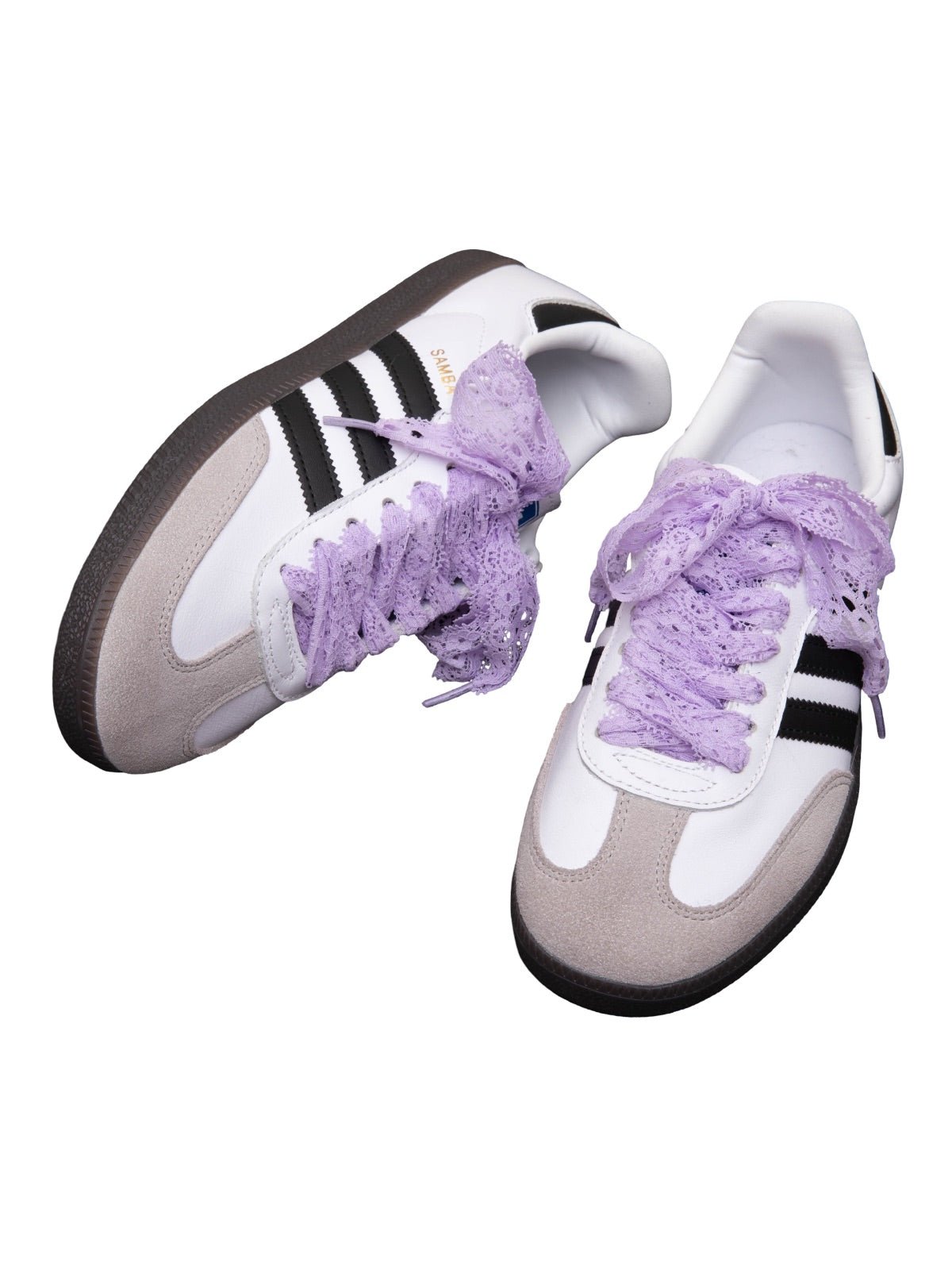 Lacets crochets en dentelle, lacets fantaisie pour baskets, lacets décoratifs pour sneakers, tendance y2k, modèle Chromy - Violet 100 cm