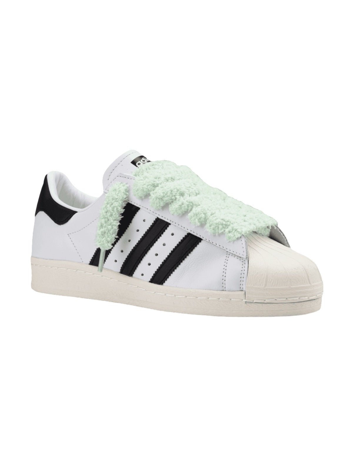 Lacets fluffy big, lacets épais pelucheux, colorés et fantaisie, lifestyle et accessoire sneakers, modèle Uyime - Vert menthe 80 cm