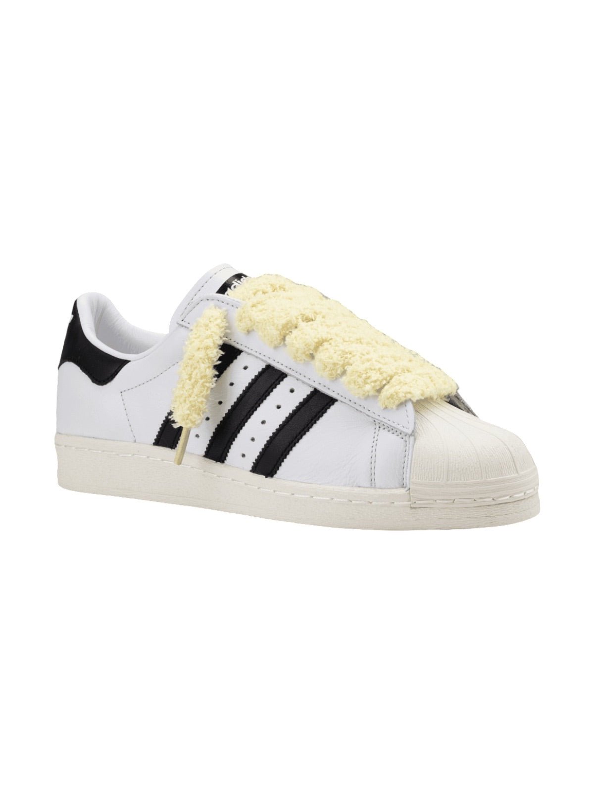 Lacets fluffy big, lacets épais pelucheux, colorés et fantaisie, lifestyle et accessoire sneakers, modèle Uyime - Jaune 80 cm