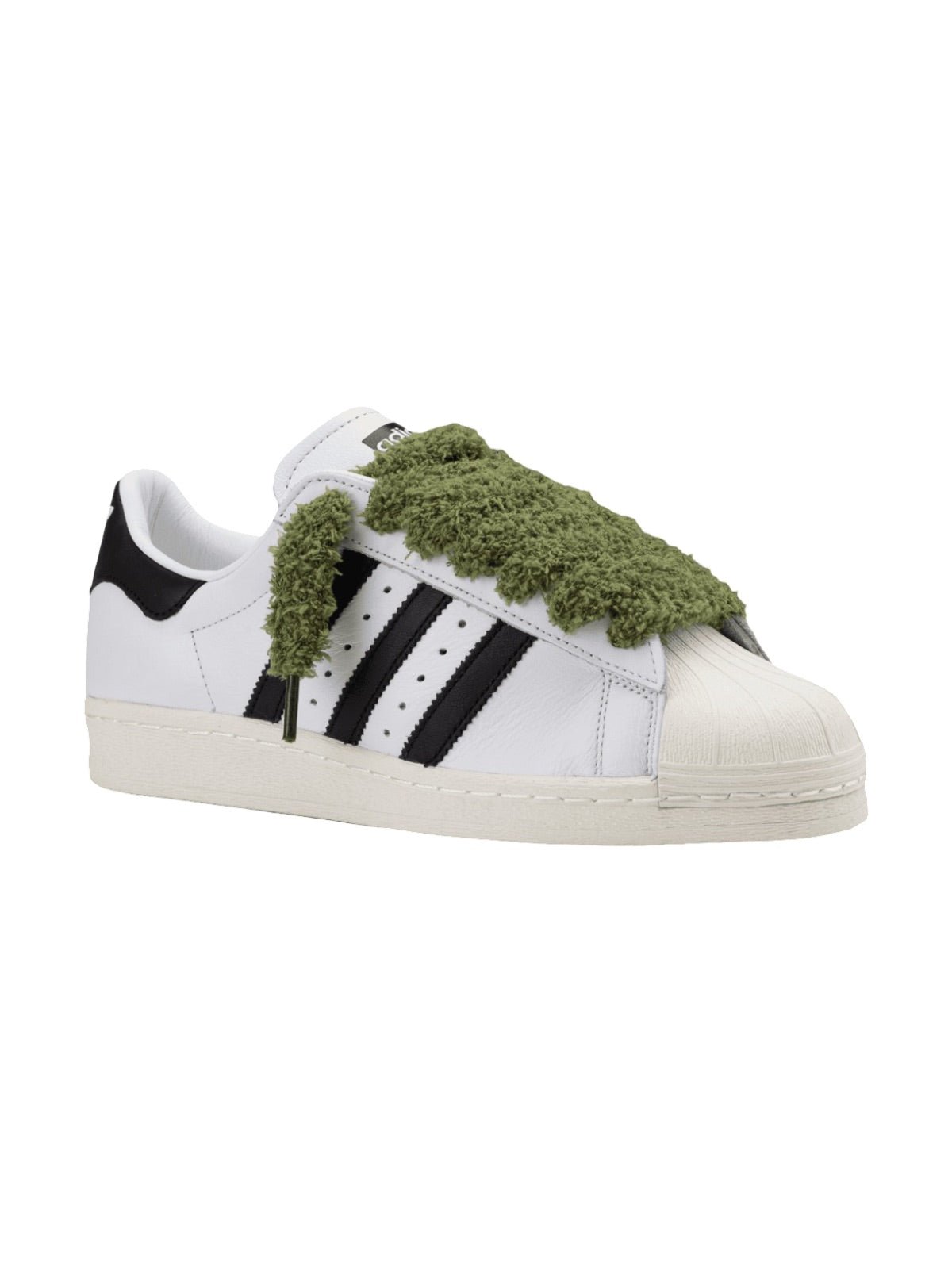 Lacets fluffy big, lacets épais pelucheux, colorés et fantaisie, lifestyle et accessoire sneakers, modèle Uyime - Vert foncé 80 cm