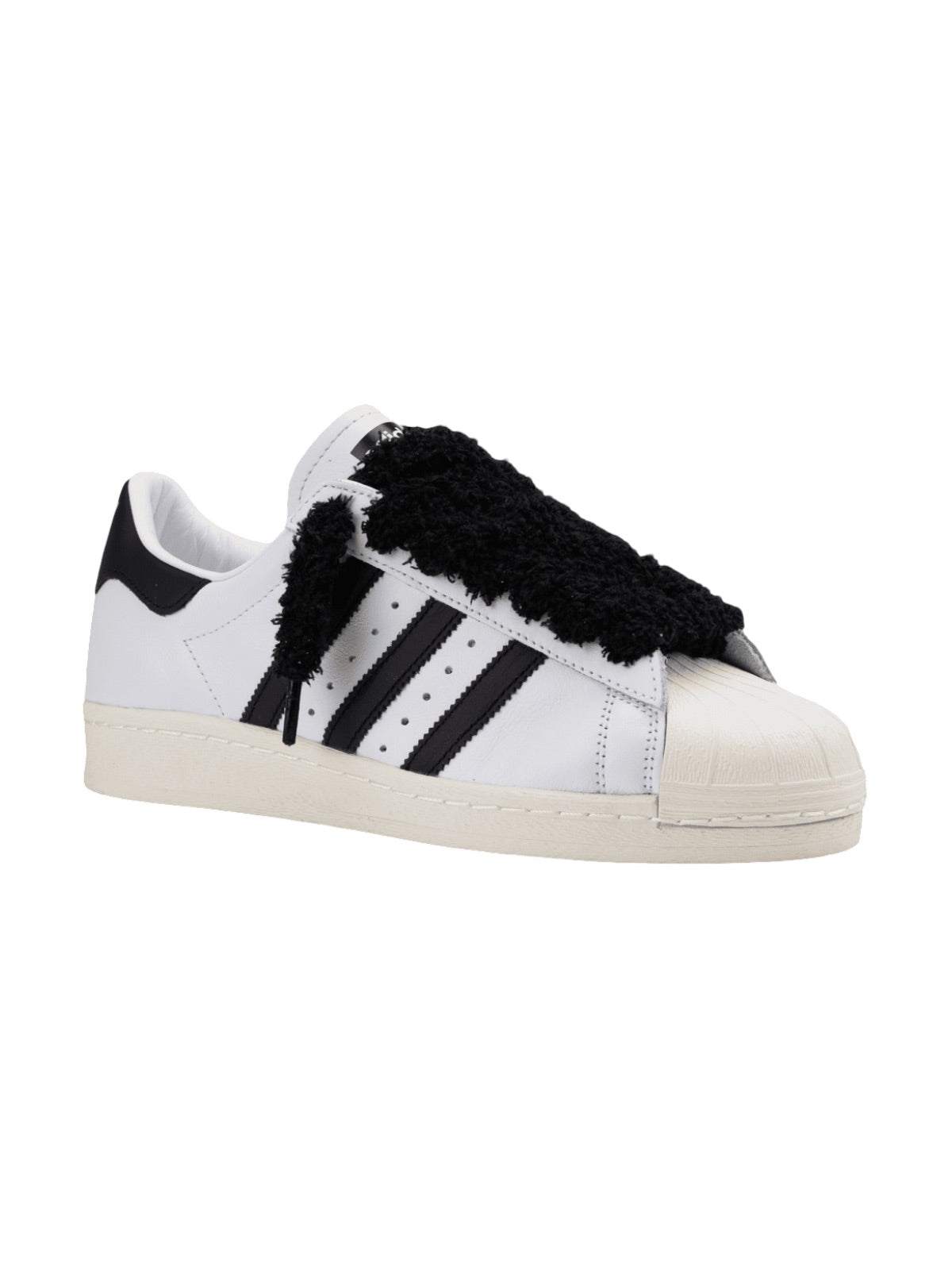 Lacets fluffy big, lacets épais pelucheux, colorés et fantaisie, lifestyle et accessoire sneakers, modèle Uyime - Noir 80 cm