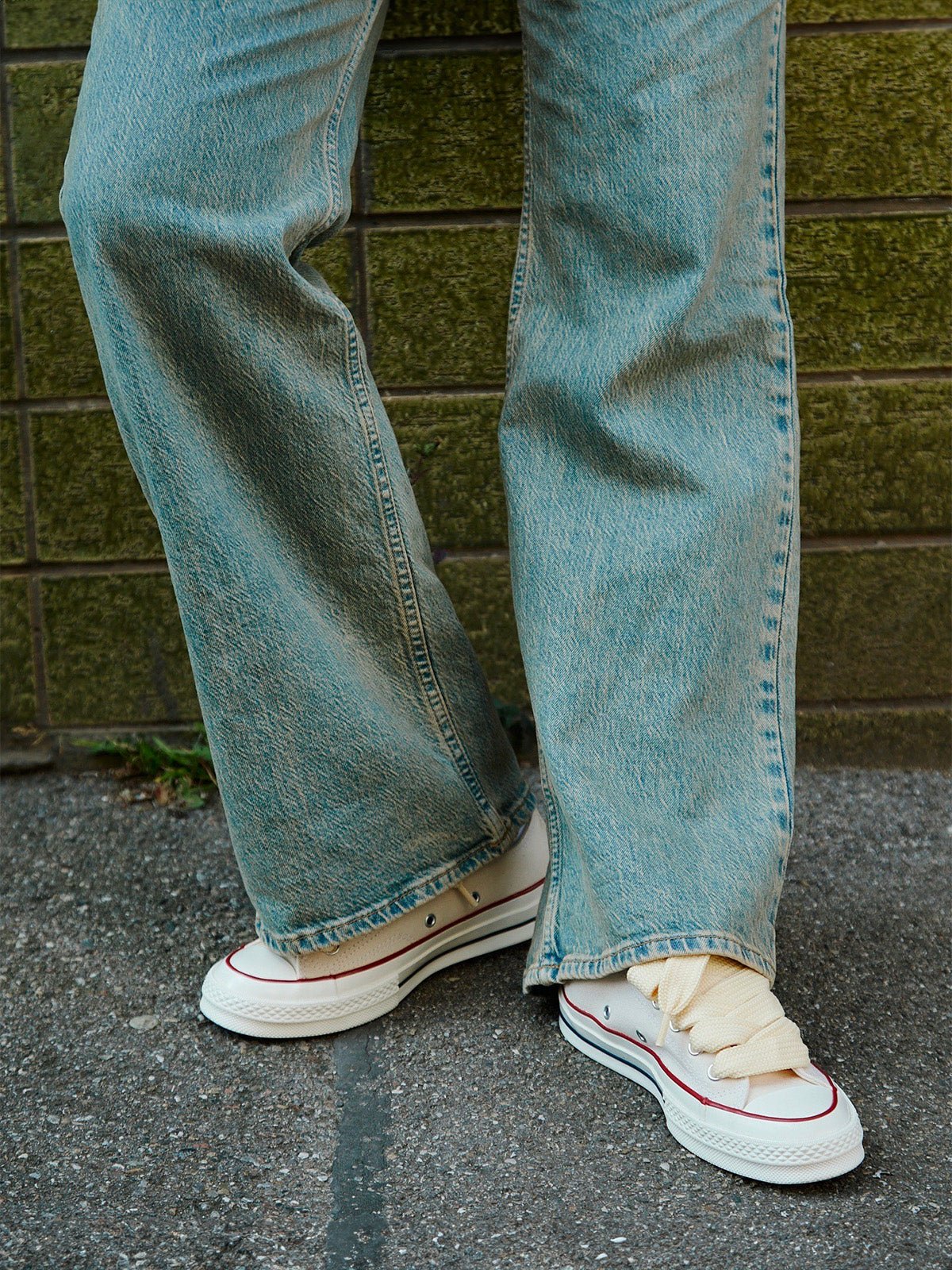 Lacets larges sneakers, lacets plats colorés, lacets épais résistants, mode unisexe, lacets pour baskets et streetwear, y2k, modèle Pencie - Blanc cassé 80 cm