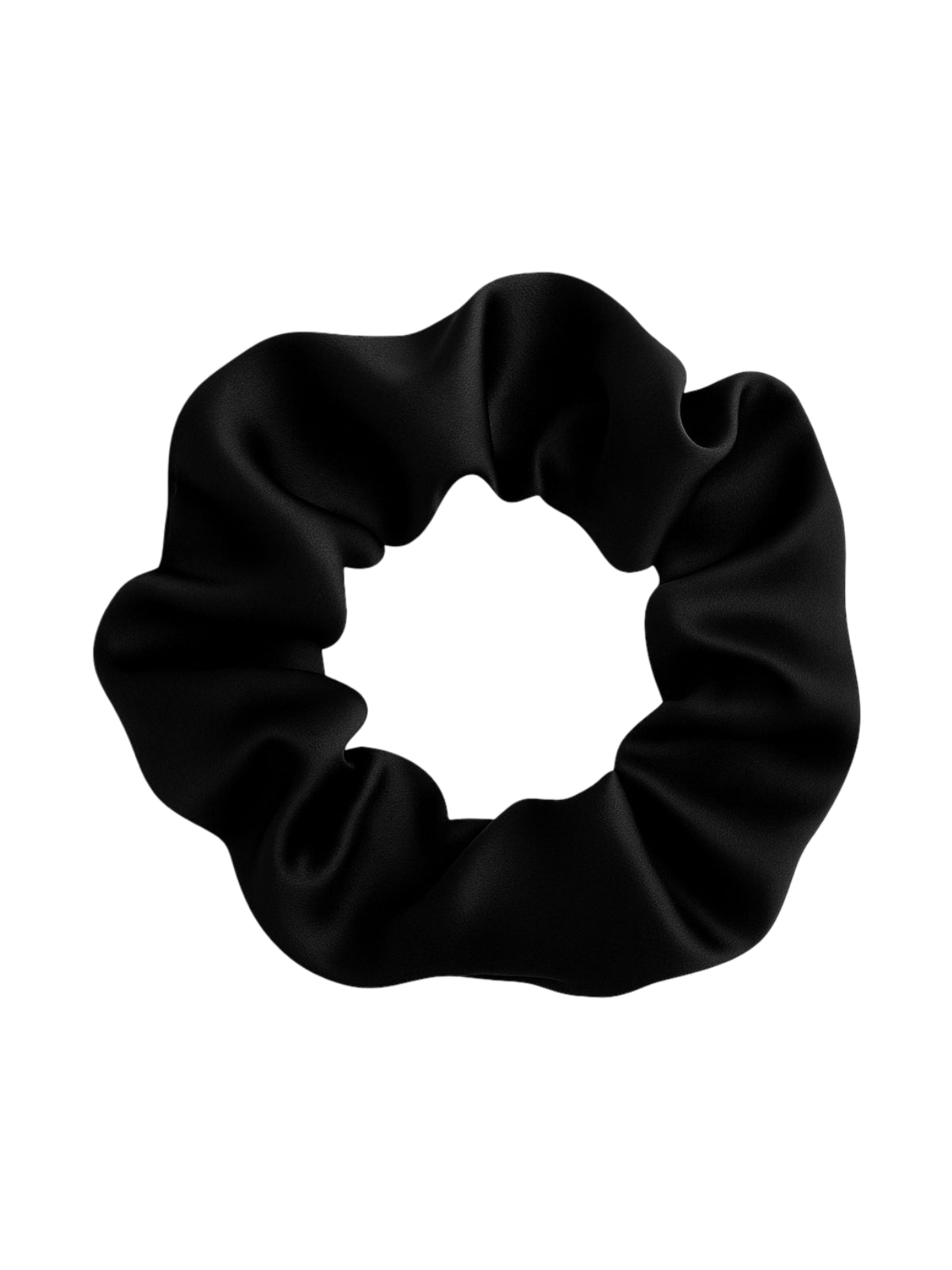 Lot de 5 chouchou en soie noir cheveux, accessoire coiffure femme, élastique cheveux satiné, scrunchie noir, chouchou mode, modèle Paudra - Chouchou - Noir