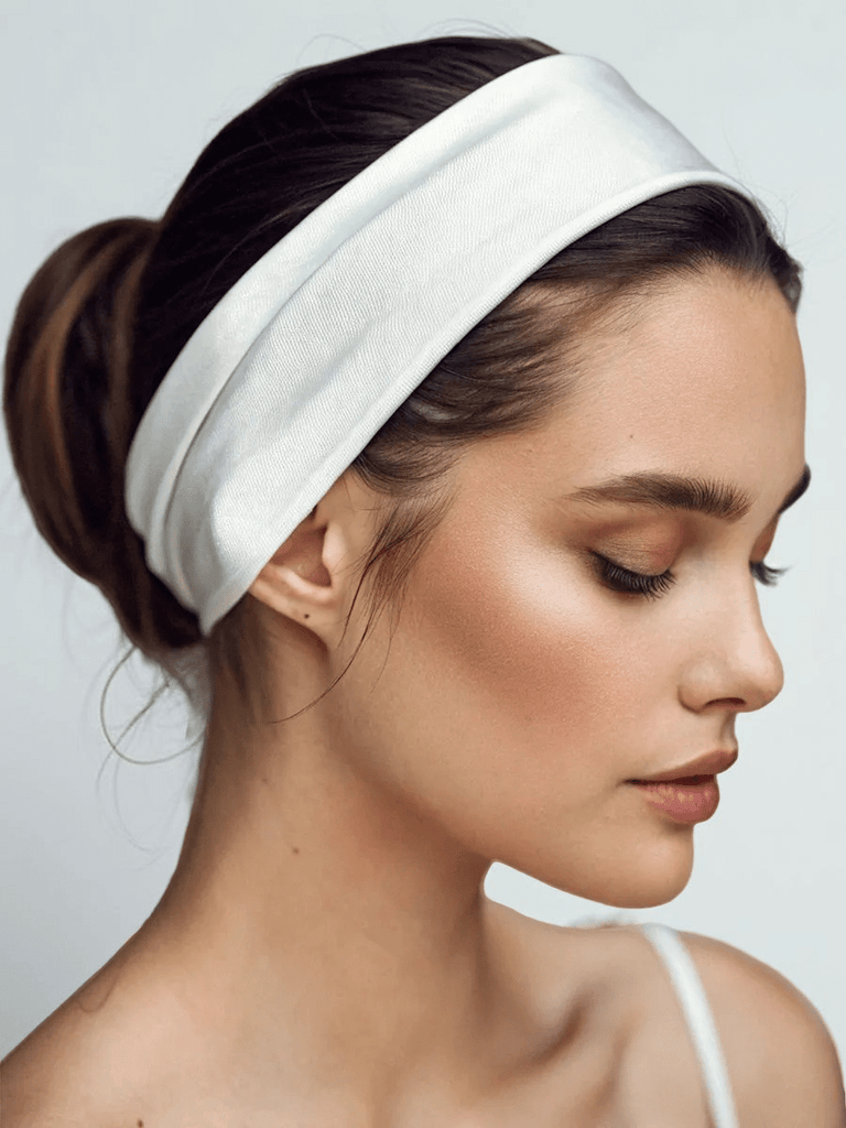 Lot de 6 bandeaux cheveux femme, bandeau large extensible, accessoire coiffure sport yoga fitness, headband coton doux, bandeau maquillage soin visage, modèle Elinda - Bandeau pour cheveux - Noir Blanc et Gris