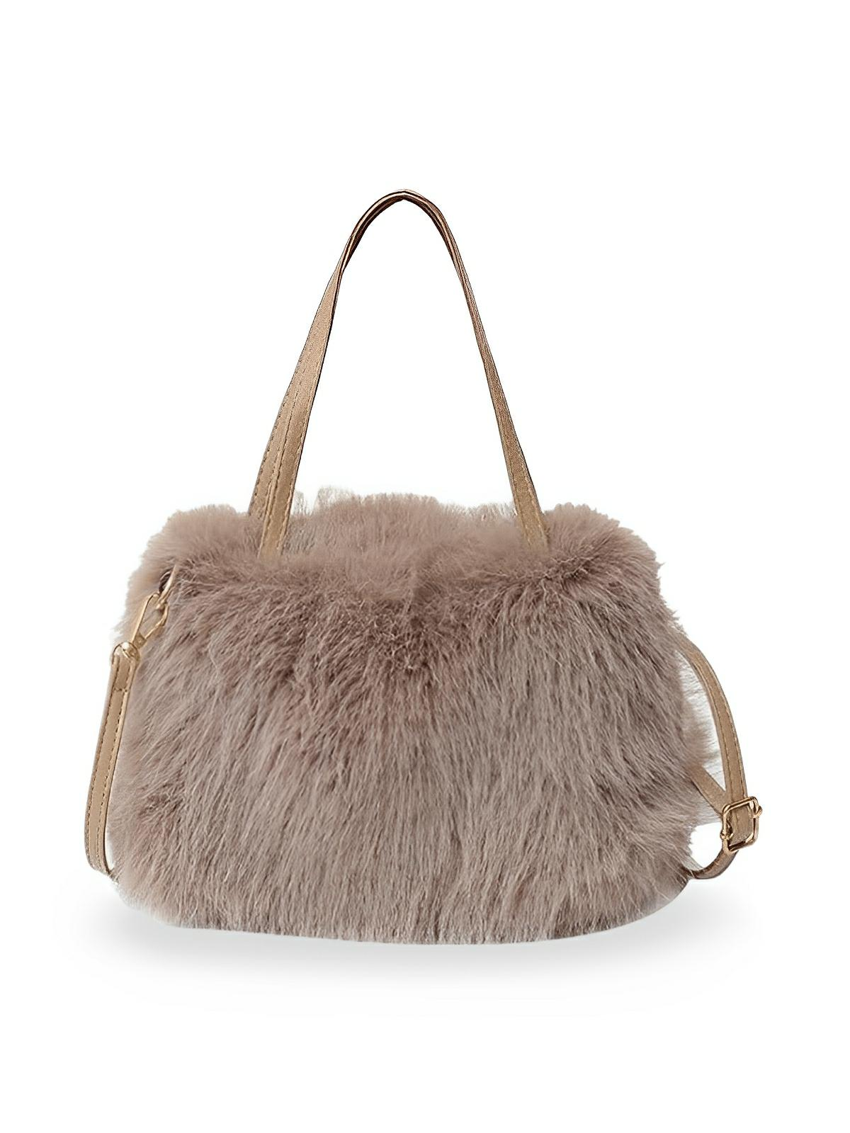 Mini sac à main en fourrure, bandoulière douce, modèle Elsa - Sac à main - Rose