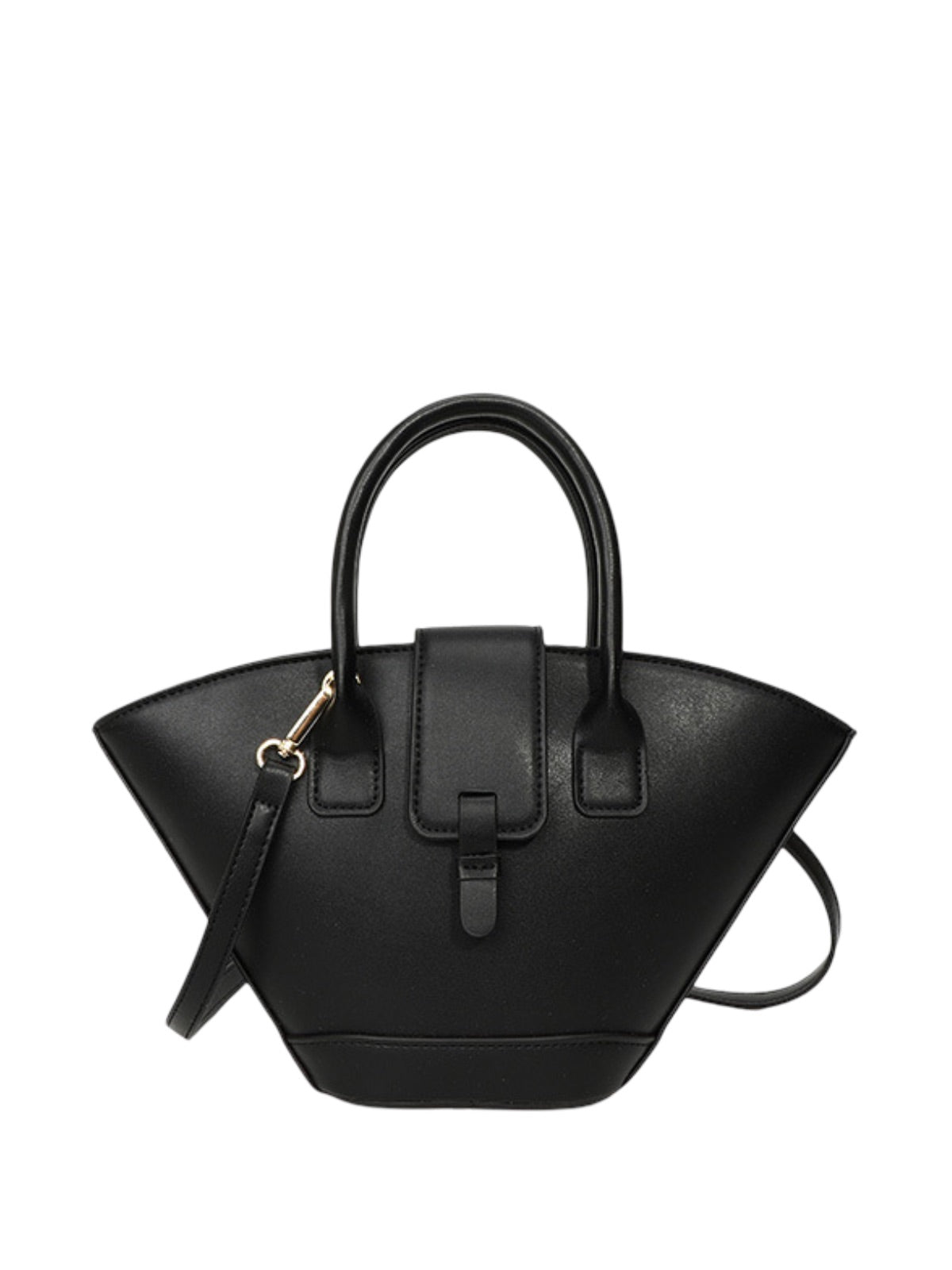 Mini sac à main femme, forme panier, simili vegan, bandoulière réglable, style bohème, fermeture magnétique, modèle Isabe - Sac à main - Noir