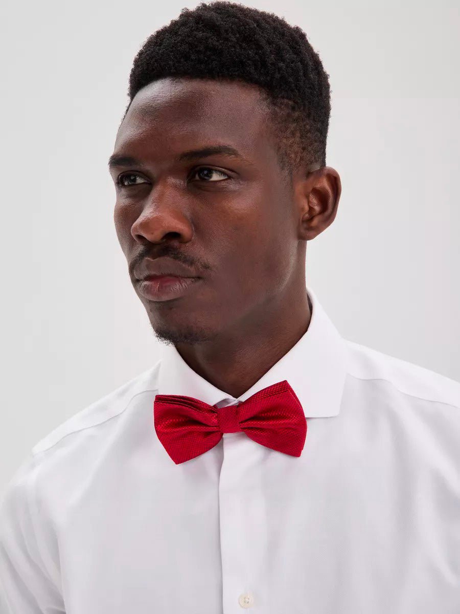 Nœud papillon homme mariage, nœud papillon cérémonie uni, accessoire costard homme, nœud papillon noir, nœud papillon polyester ajustable, modèle Tom - Bonnets - Rouge