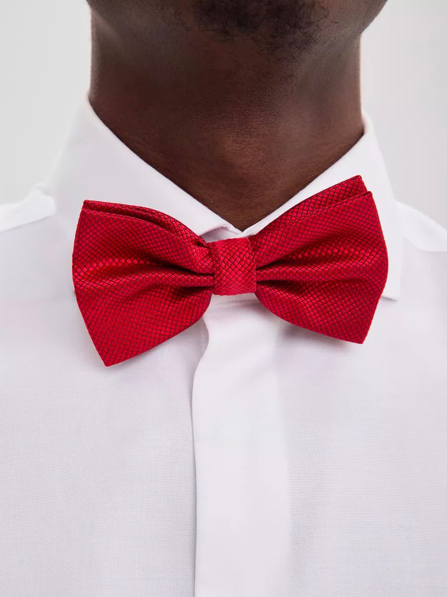 Nœud papillon homme mariage, nœud papillon cérémonie uni, accessoire costard homme, nœud papillon noir, nœud papillon polyester ajustable, modèle Tom - Bonnets - Rouge