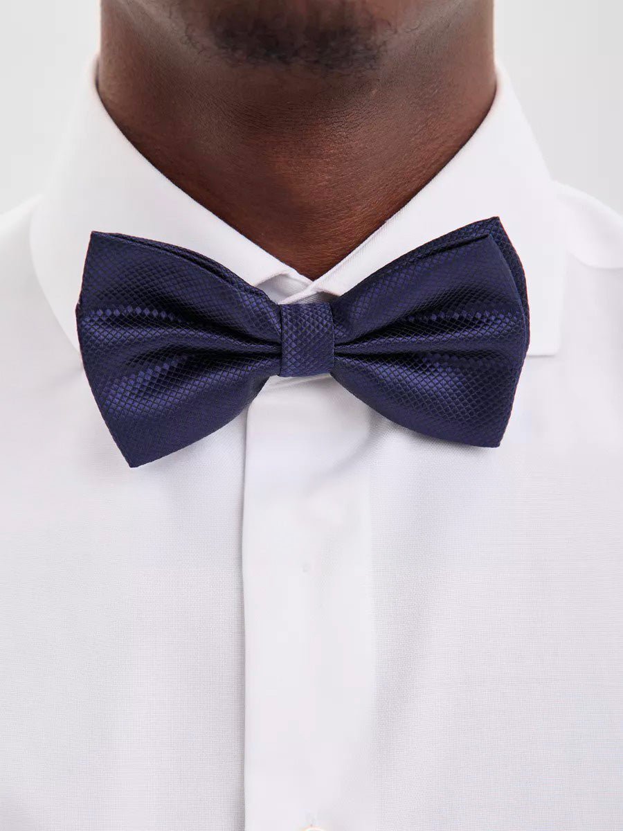 Nœud papillon homme mariage, nœud papillon cérémonie uni, accessoire costard homme, nœud papillon noir, nœud papillon polyester ajustable, modèle Tom - Bonnets - Bleu marine