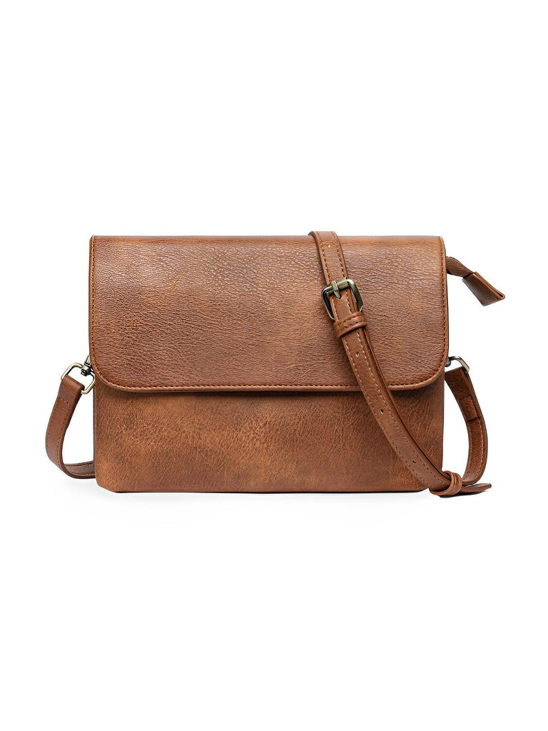 Petit sac à main femme, bandoulière ajustable, simili vegan, multi - compartiments, modèle Florence - Sac à main - Marron