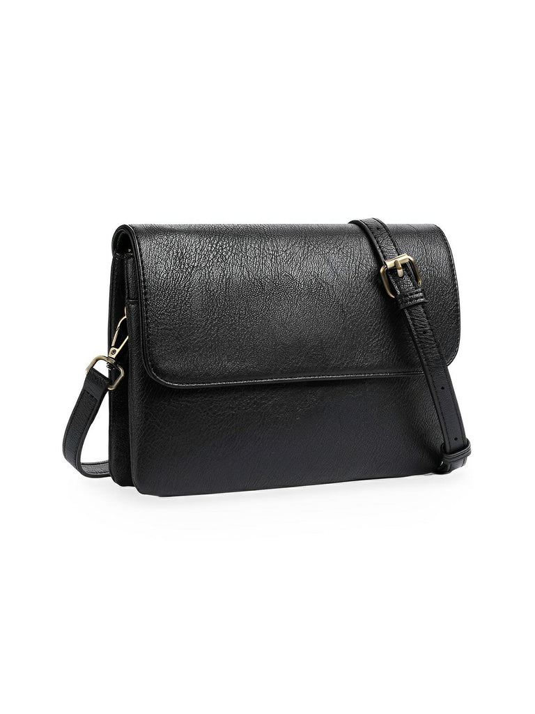Petit sac à main femme, bandoulière ajustable, simili vegan, multi - compartiments, modèle Florence - Sac à main - Noir