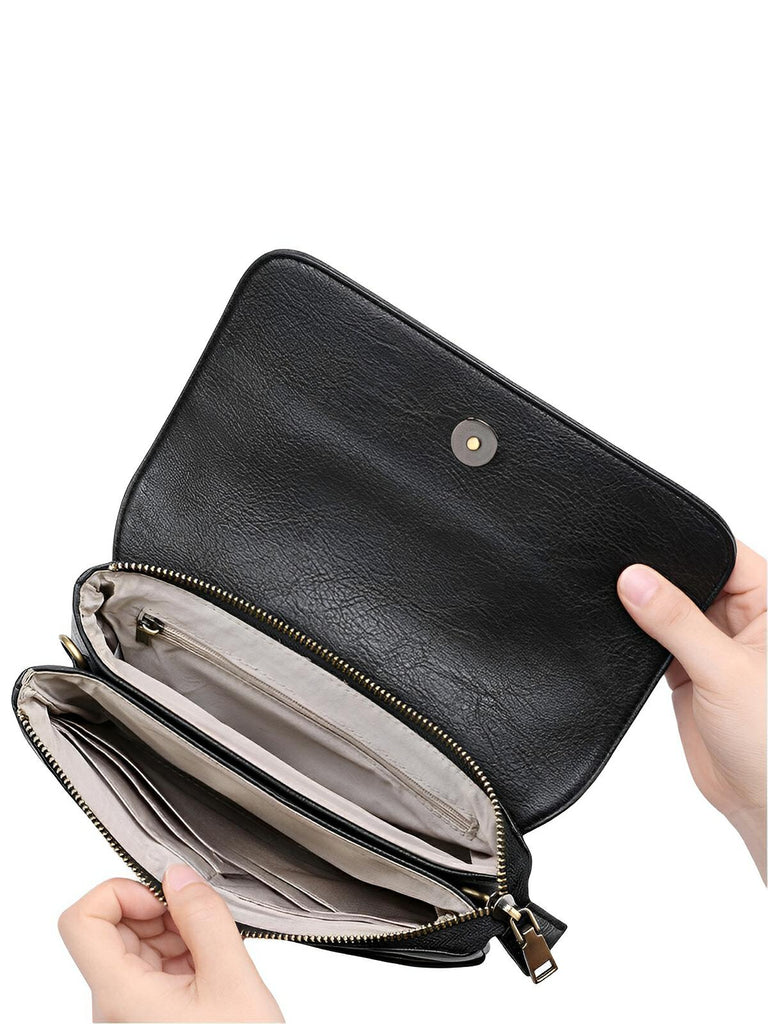 Petit sac à main femme, bandoulière ajustable, simili vegan, multi - compartiments, modèle Florence - Sac à main - Noir
