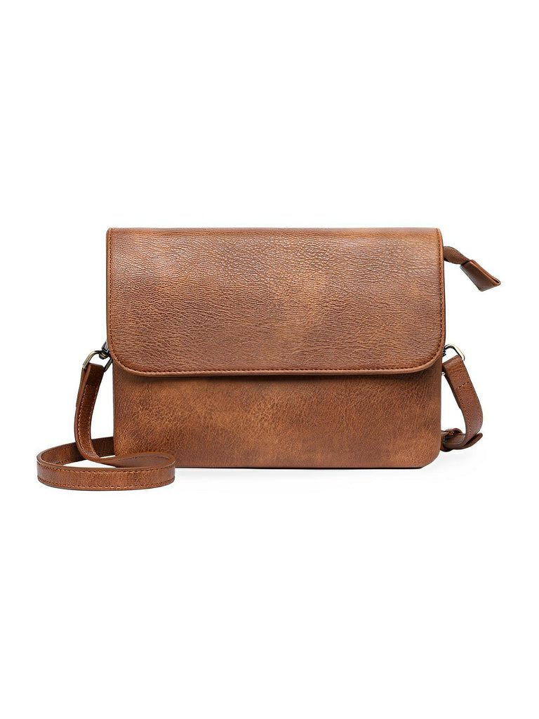 Petit sac à main femme, bandoulière ajustable, simili vegan, multi - compartiments, modèle Florence - Sac à main - Marron