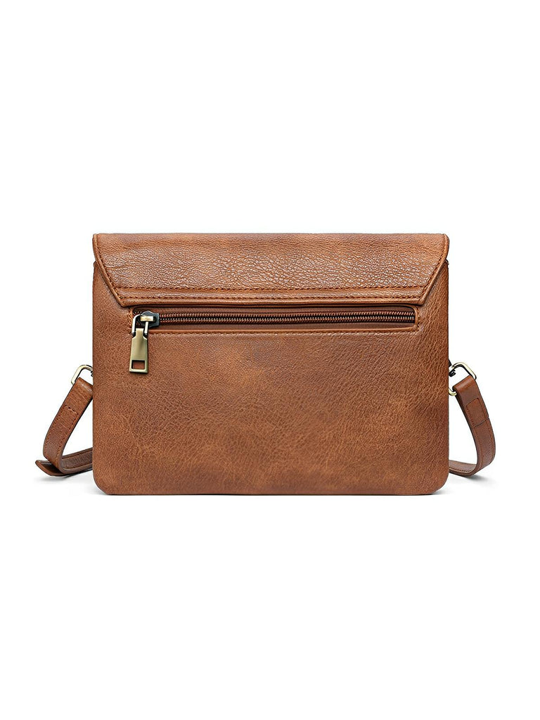 Petit sac à main femme, bandoulière ajustable, simili vegan, multi - compartiments, modèle Florence - Sac à main - Marron