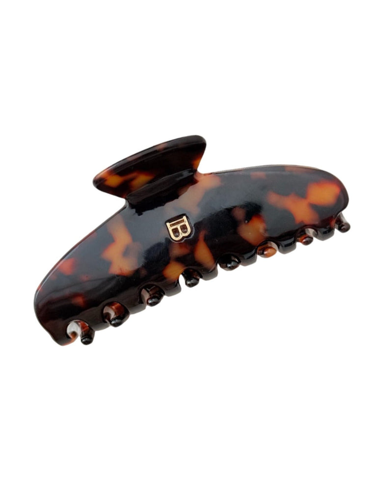 Pince à cheveux femme, clip crabe acétate, grand modèle résistant, maintien cheveux épais, design écaille, modèle Béssine - Pince à cheveux - Marron et noir