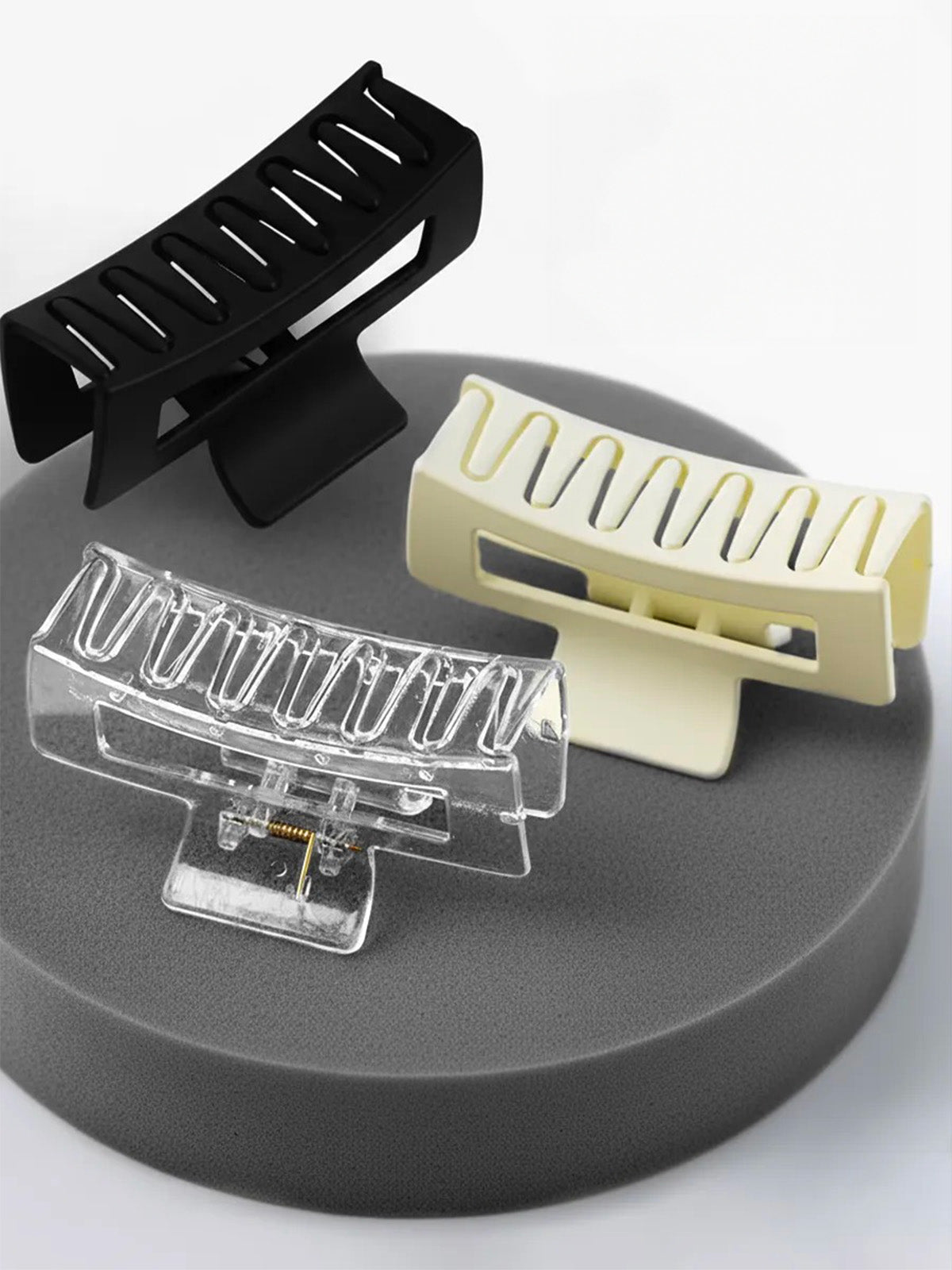 Pince à cheveux femme, crabe cheveux grand format, clip cheveux plastique solide, barrette cheveux rectangulaire, maintien fort cheveux épais, modèle Ava - Pince à cheveux - Noir