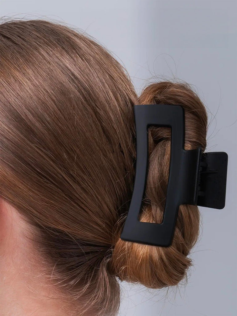 Pince à cheveux femme, crabe cheveux grand format, clip cheveux plastique solide, barrette cheveux rectangulaire, maintien fort cheveux épais, modèle Ava - Pince à cheveux - Noir