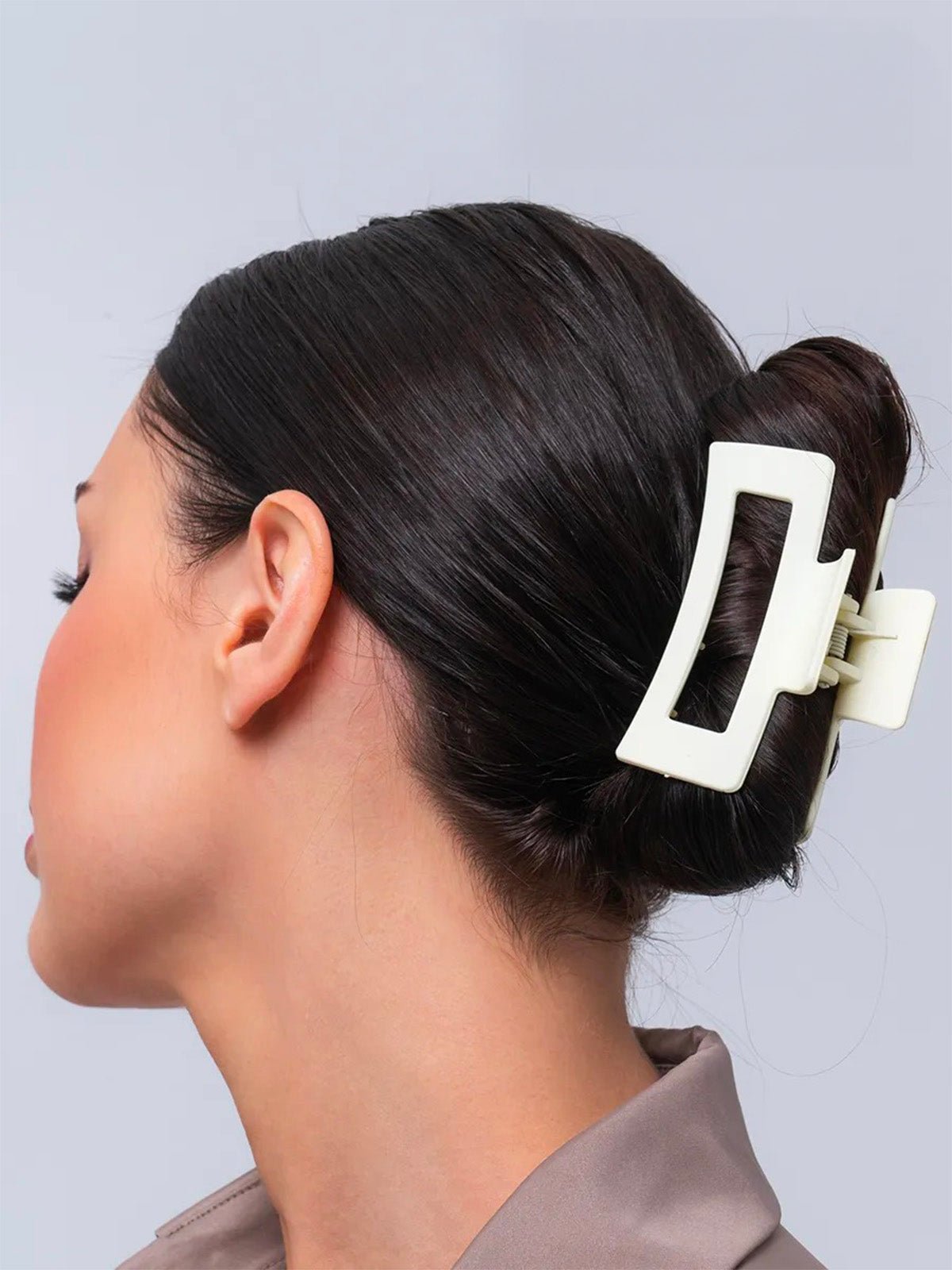 Pince à cheveux femme, crabe cheveux grand format, clip cheveux plastique solide, barrette cheveux rectangulaire, maintien fort cheveux épais, modèle Ava - Pince à cheveux - Noir