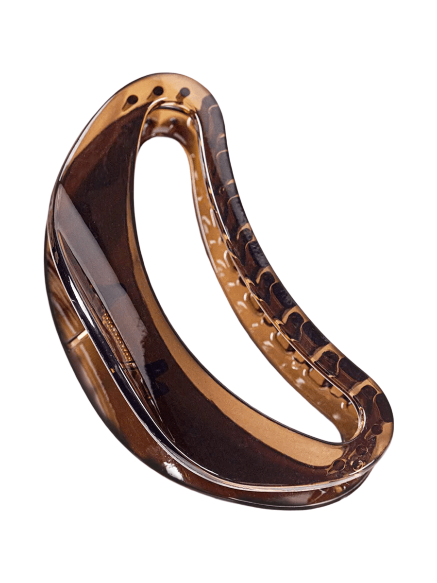 Pince à cheveux lune, pince crabe cheveux longs, barette noire résine, accessoire coiffure femme, accessoire cheveux maintien fort, modèle Piréna - Pince à cheveux - Marron