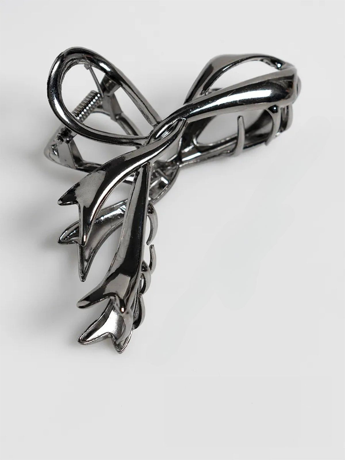 Pince à cheveux métal, pince crabe femme, accessoire cheveux nœud, pince coiffure cheveux longs, pince solide brillante, modèle Mina - Pince à cheveux - Argent