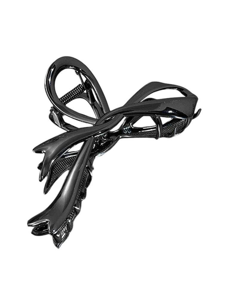 Pince à cheveux métal, pince crabe femme, accessoire cheveux nœud, pince coiffure cheveux longs, pince solide brillante, modèle Mina - Pince à cheveux - Noir