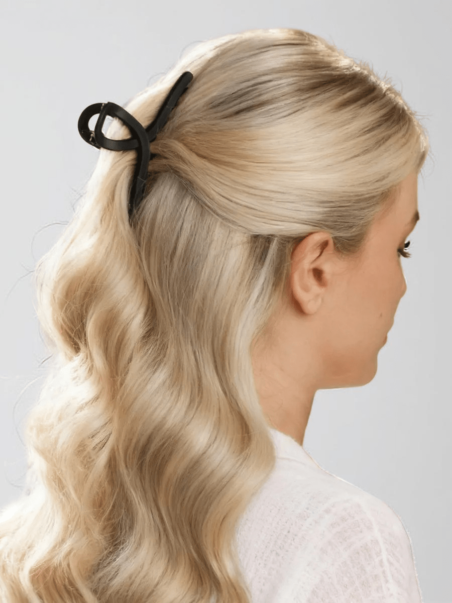 Pince à cheveux noir mat, grand clip crabe plastique, maintien solide cheveux épais, coiffure rapide femme, modèle Malissa - Pince à cheveux - Noir