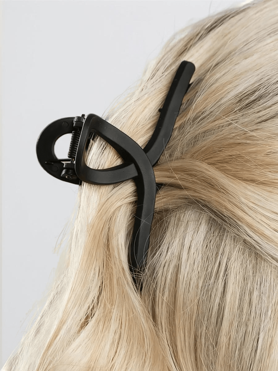 Pince à cheveux noir mat, grand clip crabe plastique, maintien solide cheveux épais, coiffure rapide femme, modèle Malissa - Pince à cheveux - Noir