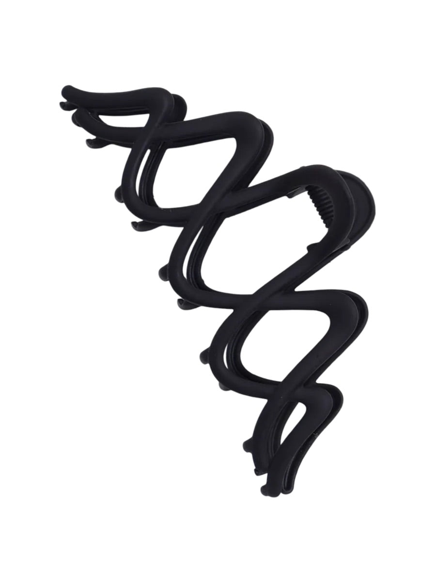 Pince à cheveux vague, pince crabe métal, grand accessoire cheveux, pince solide femme, coiffure chic, modèle Skilne - Pince à cheveux - Noir