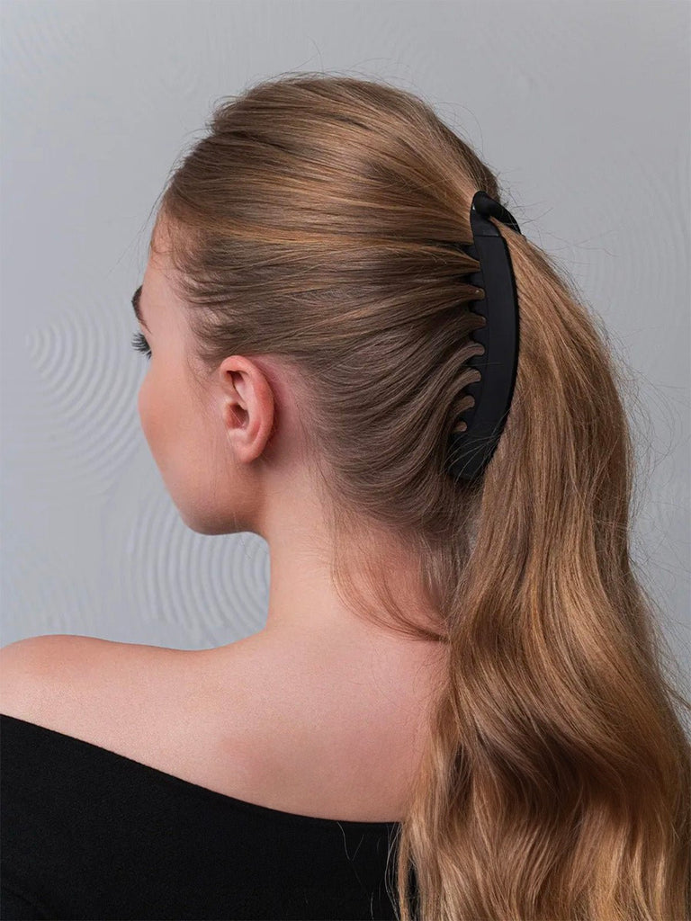 Pince banane cheveux femme, pince à cheveux queue de cheval, accessoire coiffure maintien, accessoire coiffure original, modèle Linza - Pince à cheveux - Ambré