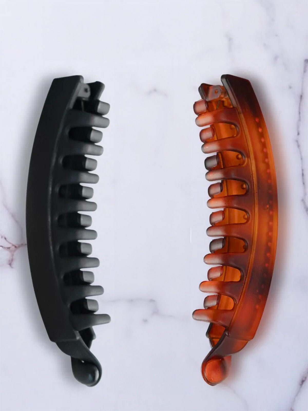 Pince banane cheveux femme, pince à cheveux queue de cheval, accessoire coiffure maintien, accessoire coiffure original, modèle Linza - Pince à cheveux - Ambré