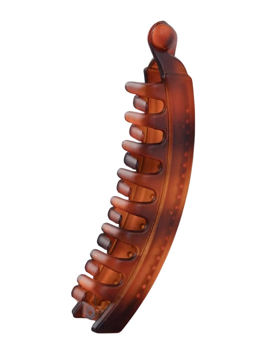 Pince banane cheveux femme, pince à cheveux queue de cheval, accessoire coiffure maintien, accessoire coiffure original, modèle Linza - Pince à cheveux - Ambré