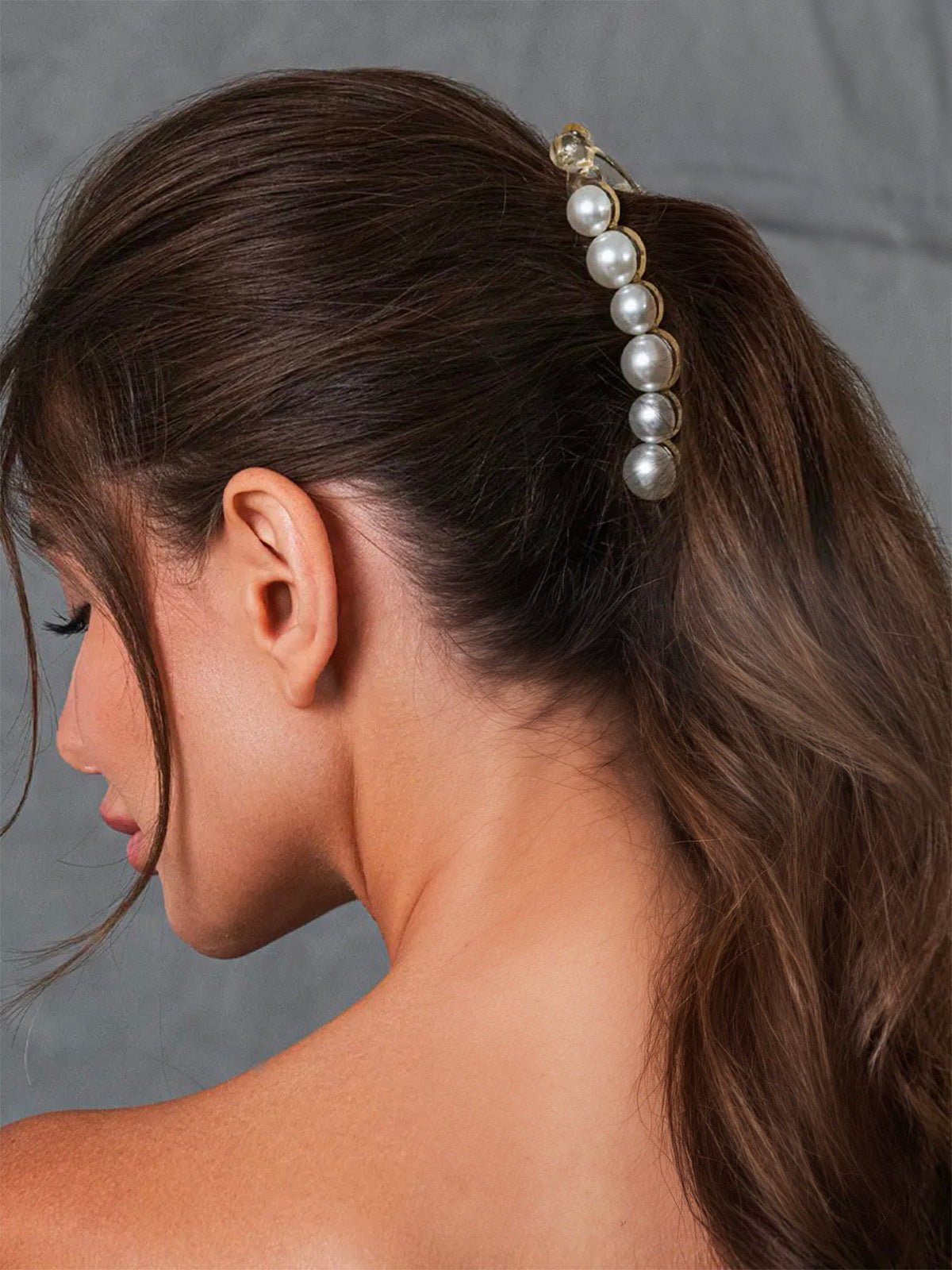 Pince banane perles, pince cheveux nacrée, accessoire coiffure femme, pince cheveux longs, pince cheveux épais, modèle Lorime - Pince à cheveux - Or