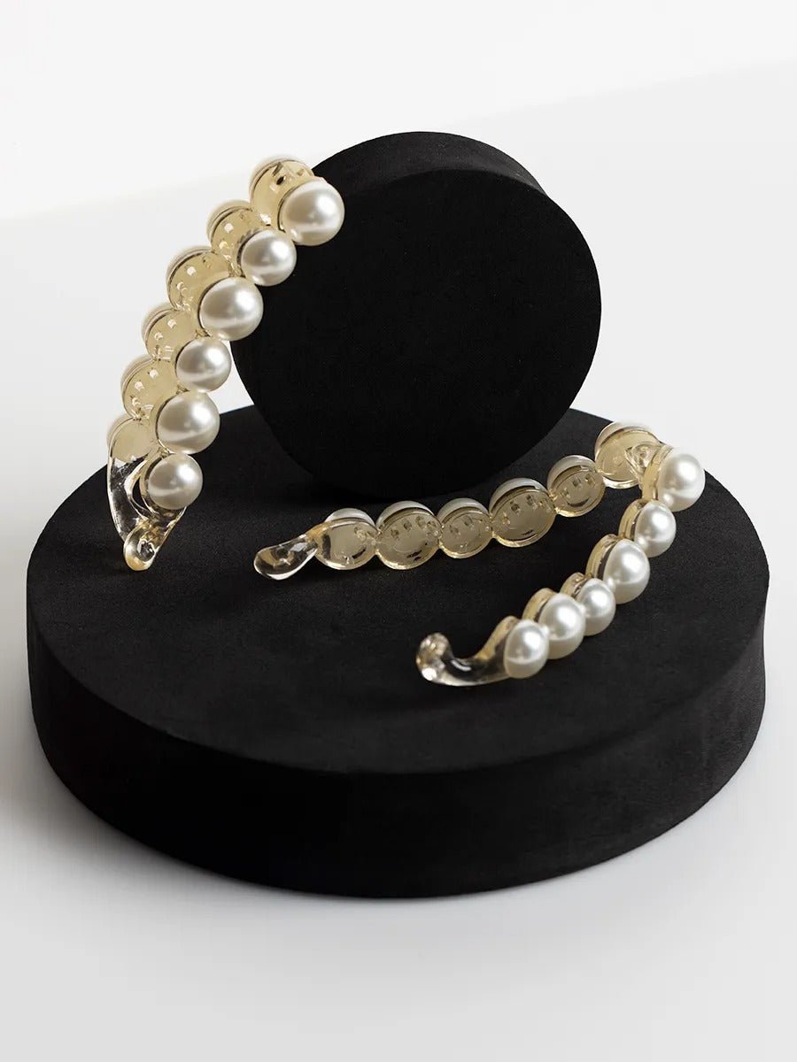 Pince banane perles, pince cheveux nacrée, accessoire coiffure femme, pince cheveux longs, pince cheveux épais, modèle Lorime - Pince à cheveux - Or