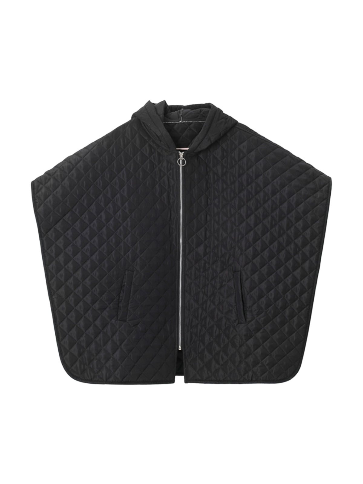 Châle matelassé noir, cape d’hiver à capuche, poncho long zippé, manteau léger femme, chaleur douce, style urbain, modèle Idale