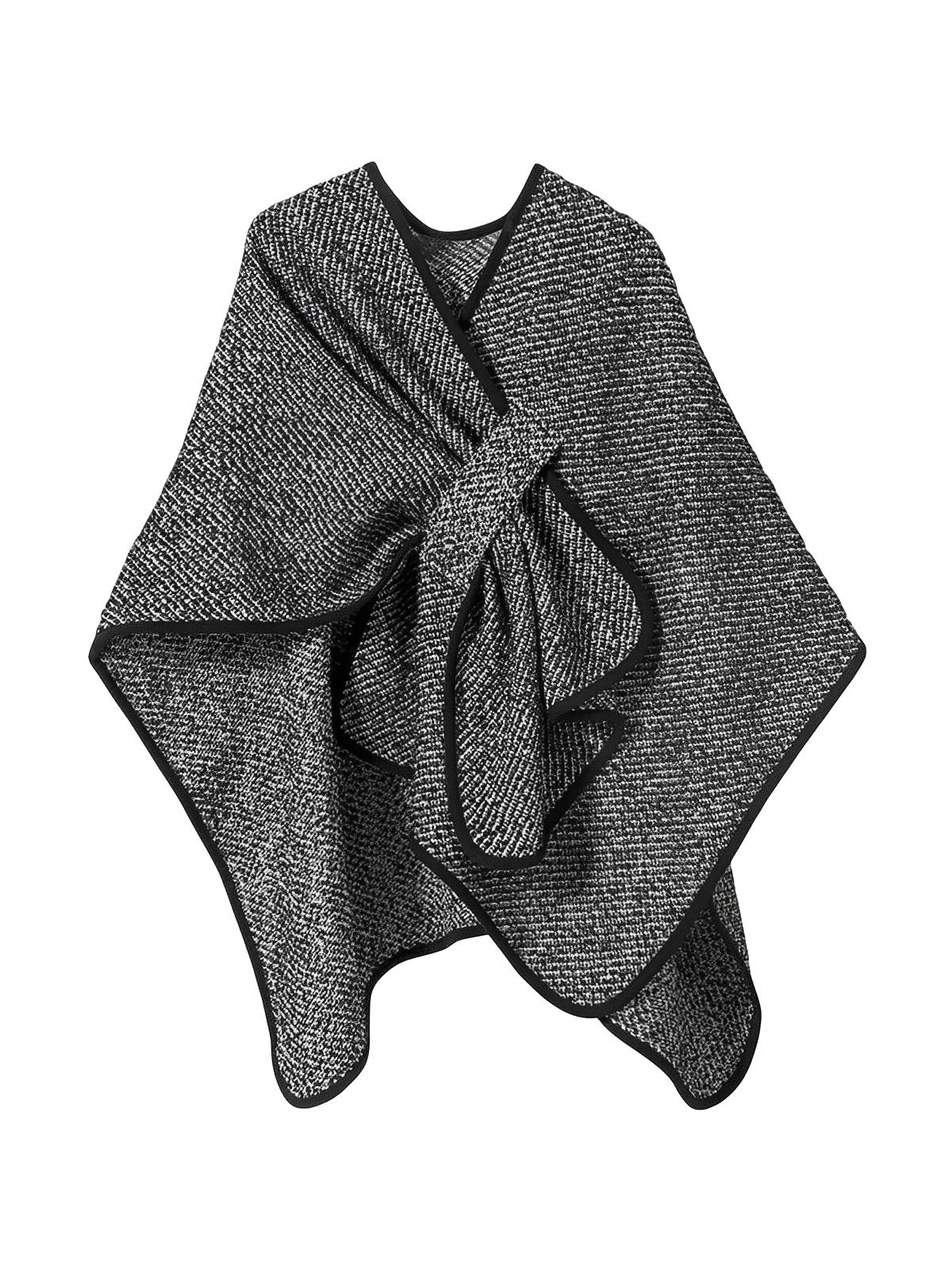 Châle femme hiver, châle noir et blanc, grand châle chaud, poncho laine mélangée, cape douce, châle mode automne hiver, modèle Closia