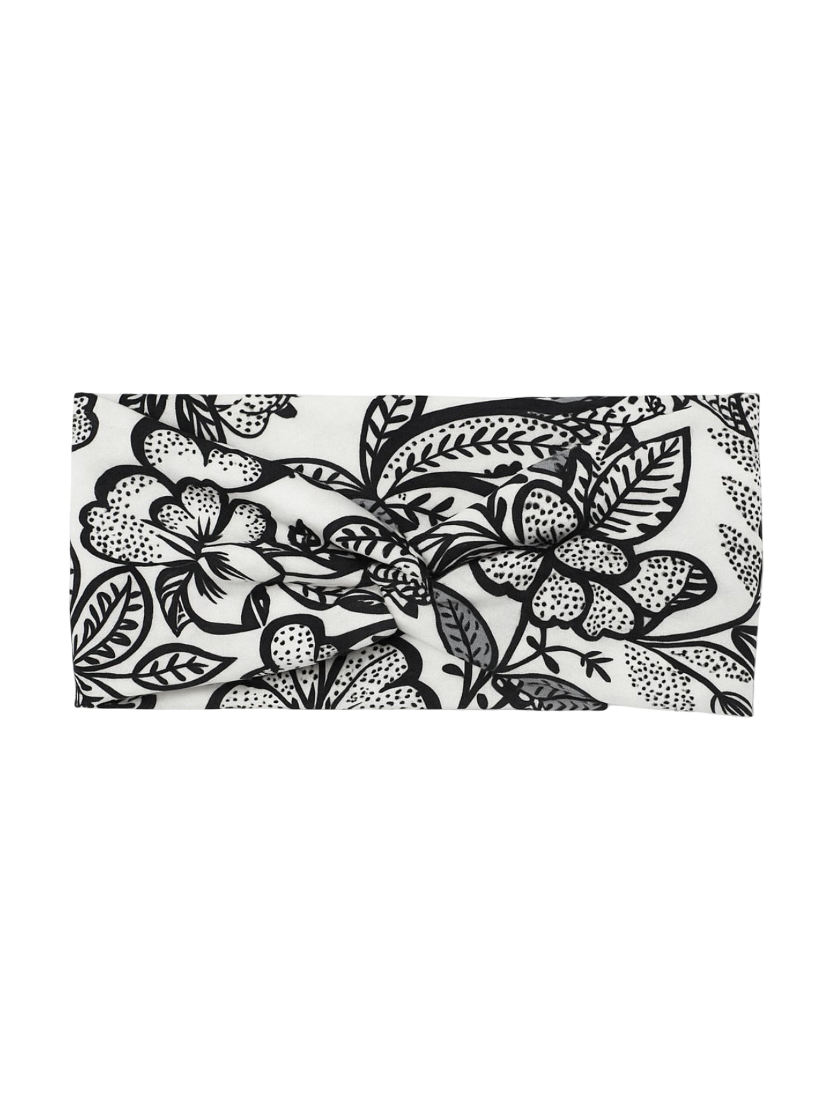 Bandeau cheveux femme, large, extensible, imprimé floral noir et blanc, yoga, sport, maquillage, coiffure, modèle Alola